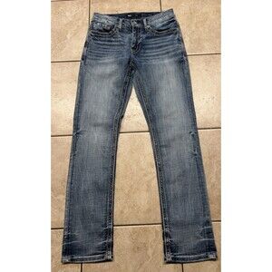 BKE Jeans Mens 30x30 Alec Straight Leg Blue Denim Stretch Whiskering mallcore